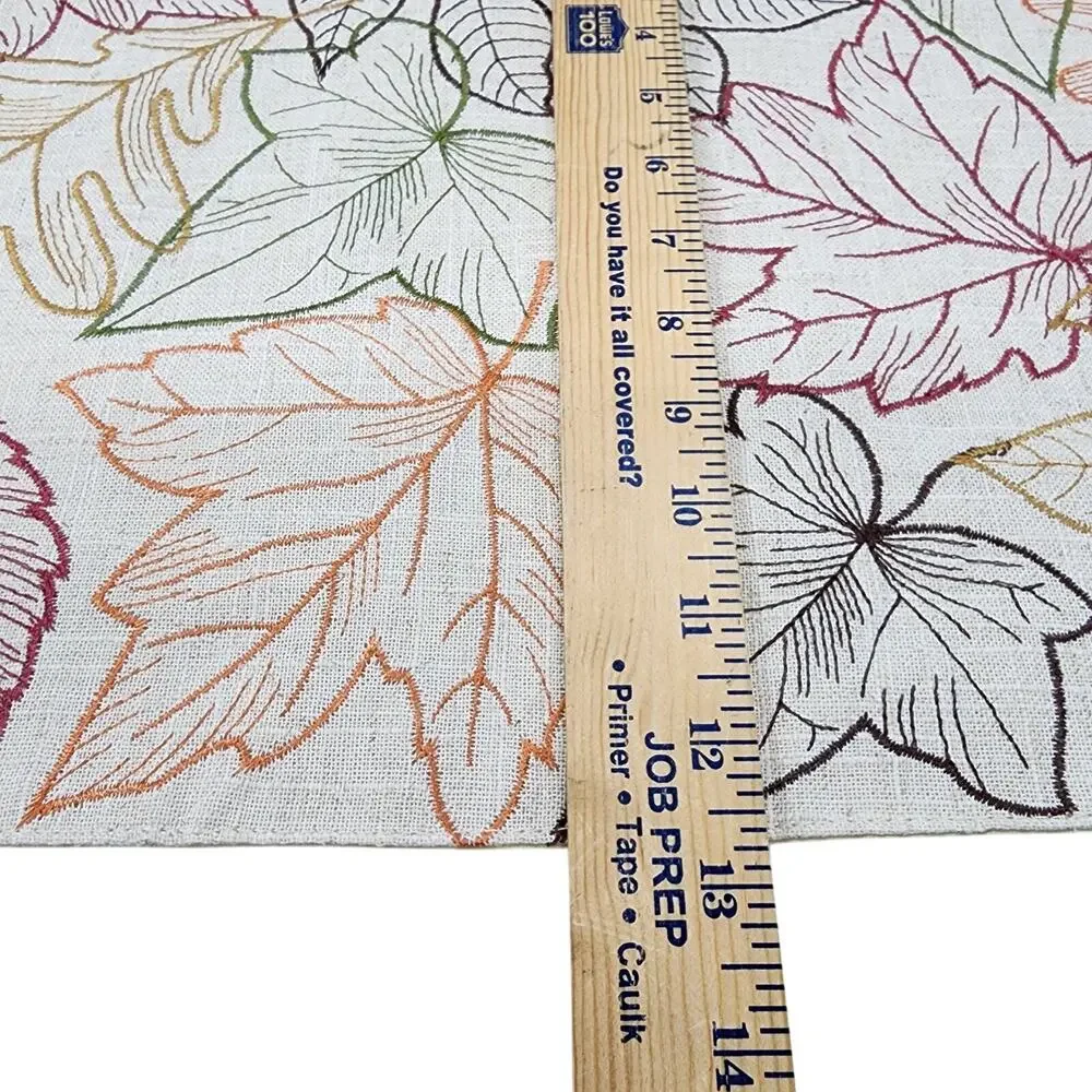 Fall Thanksgiving (4) Placemats 18x12 Embroidered Red Green Brown Leaves Holiday